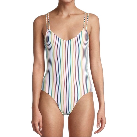 Solid & Striped The Lynn One Piece- Rainbow Pinstripe - Picture 2 of 4